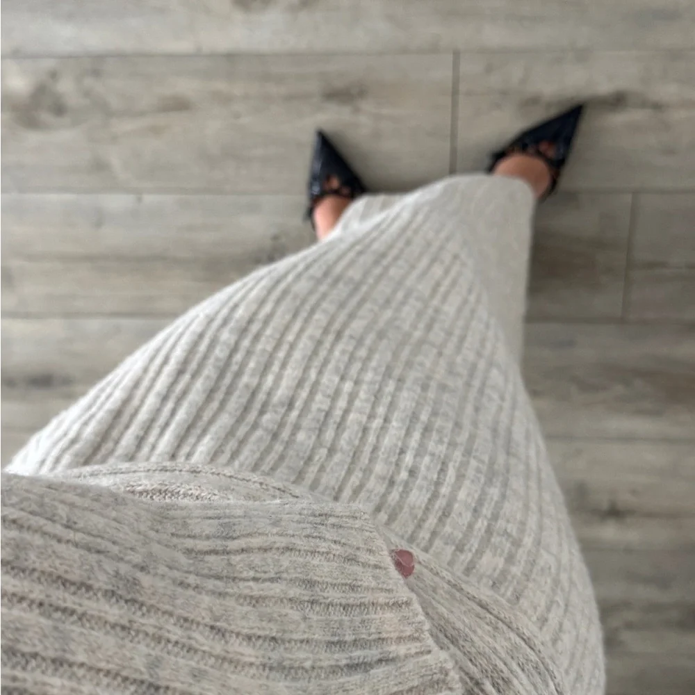 Commense Cream Ribbed Maxi Skirt Set - Picture 2 of 2